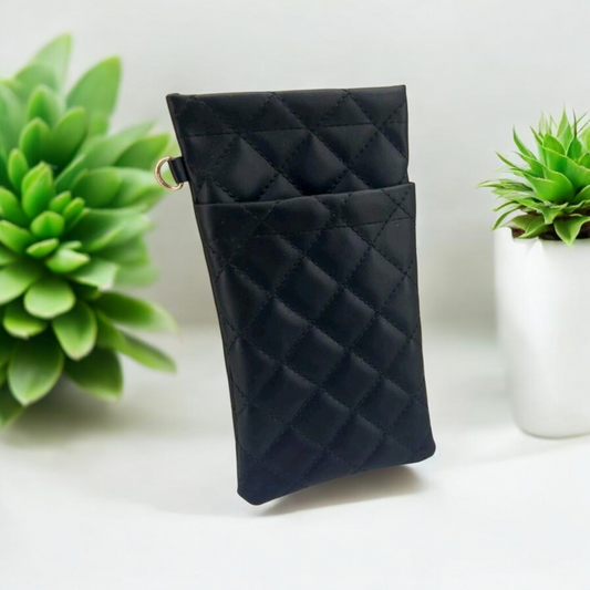 Portaocchiali e Custodia per occhiali con tasca e anello gancio dorato