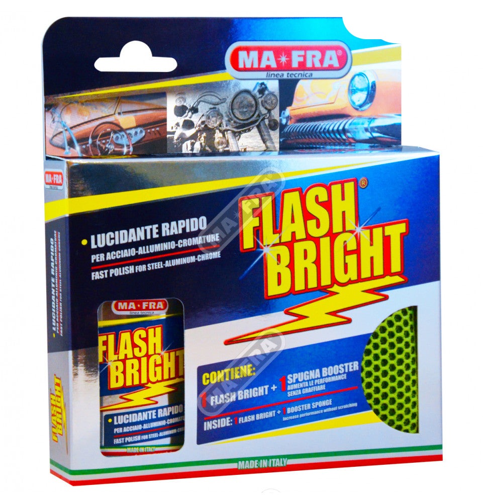 H0515 POLISH LUCIDANTE RAPIDO PER CROMO ACCIAIO OTTONE E LEGHE. FLACONE 80ML + SPUGNA MAFRA